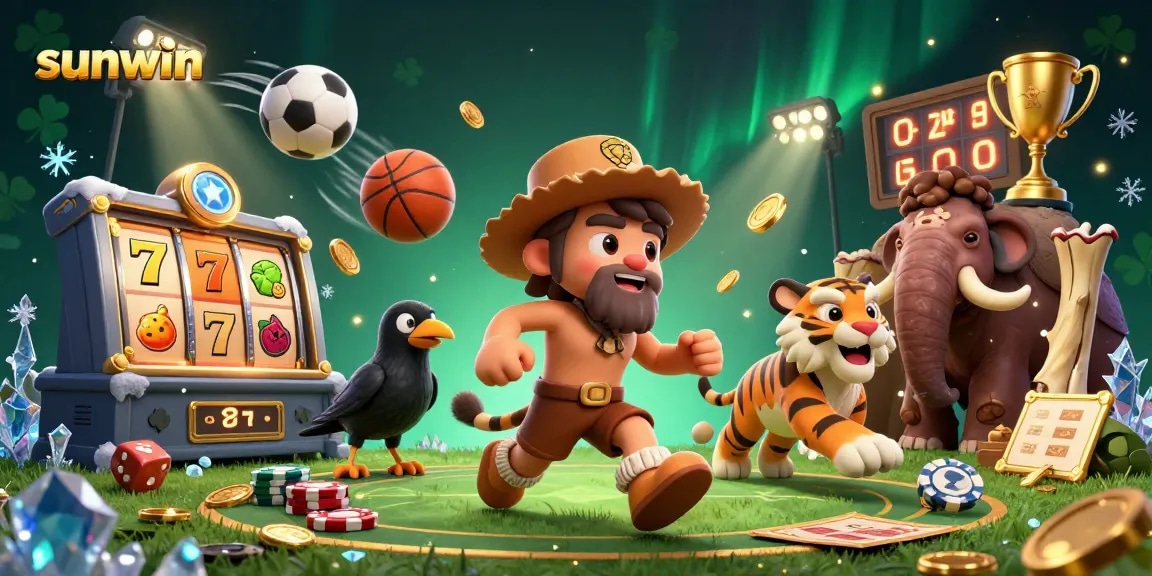 Experience thrilling wins at sunwin with a 3D casino scene showcasing vibrant game elements and excitement.