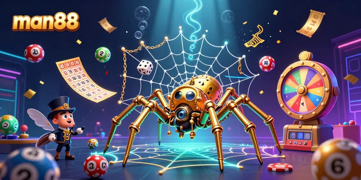 Catch exciting gambling action with man88 in a vibrant 3D casino illustration.