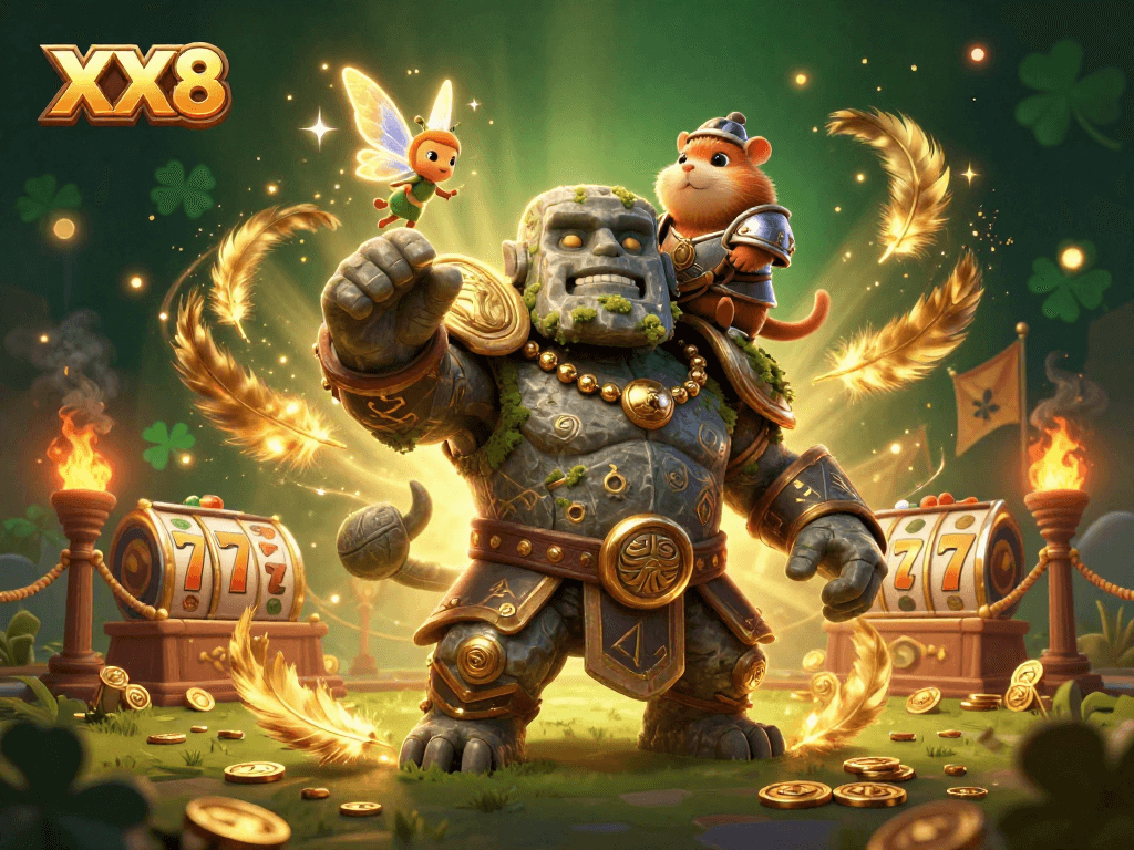 Experience thrilling gameplay at XX8 with a vibrant illustration showcasing animated characters amidst casino elements.