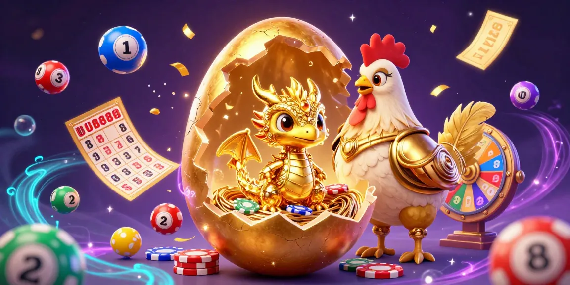 Experience the thrill of U888 casino with a golden dragon, poker chips, and lottery elements.