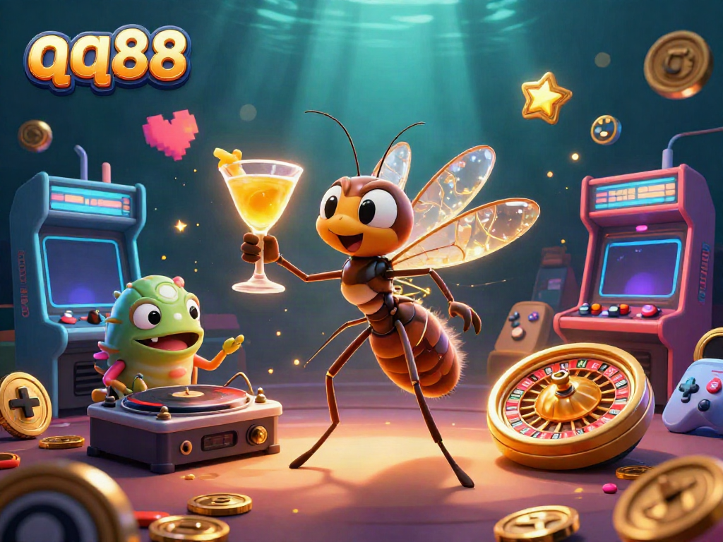 Experience exciting gameplay with qq88 featuring beloved characters in a dynamic casino scene.