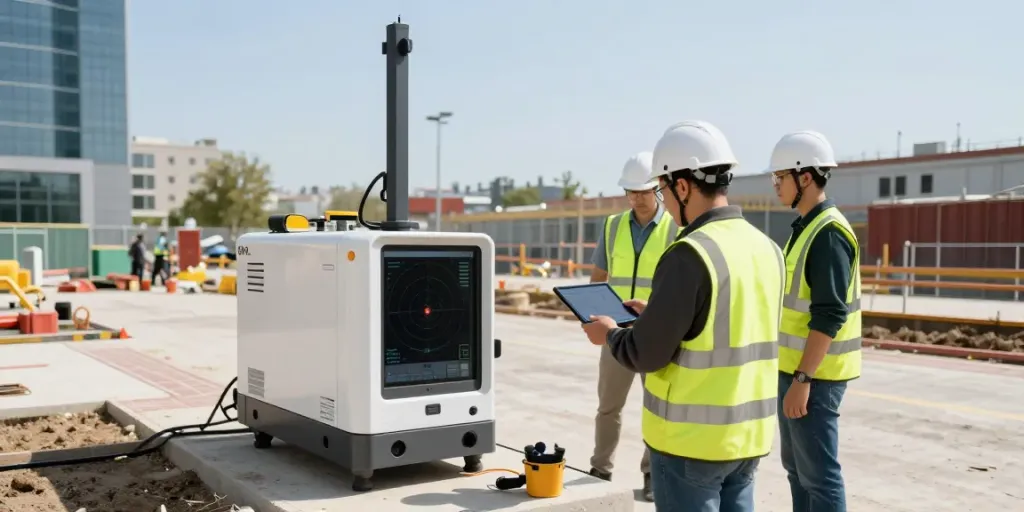 GPR Utility Survey London team using advanced technology in urban construction site.
