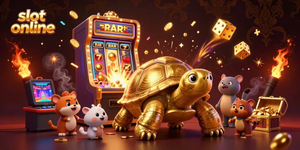 Engage with slot online excitement featuring a golden tortoise and thrilling jackpot elements.
