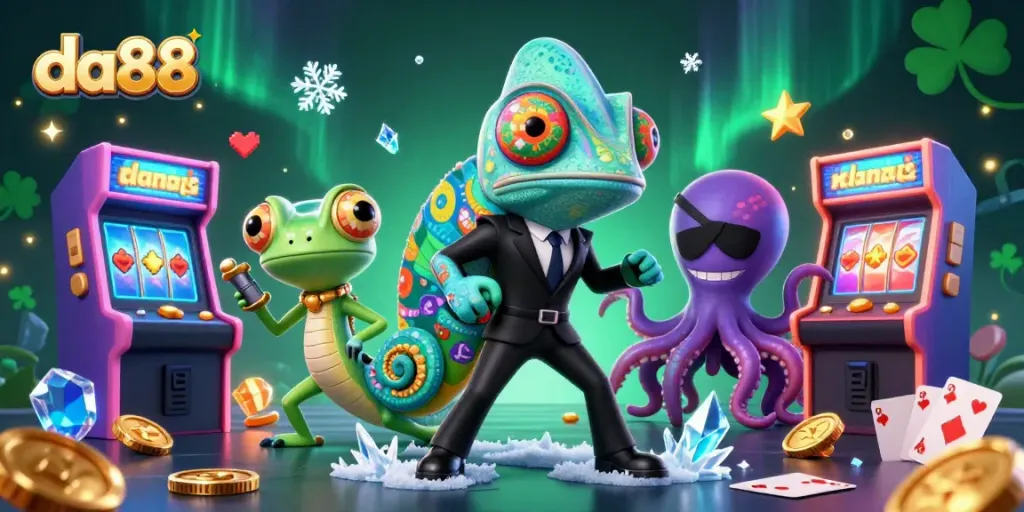 Experience the thrill of winning with da88 through this dynamic casino-themed 3D illustration.