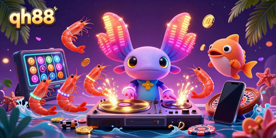 Engage with qh88's vibrant casino scene featuring dynamic animated characters and exciting game elements.