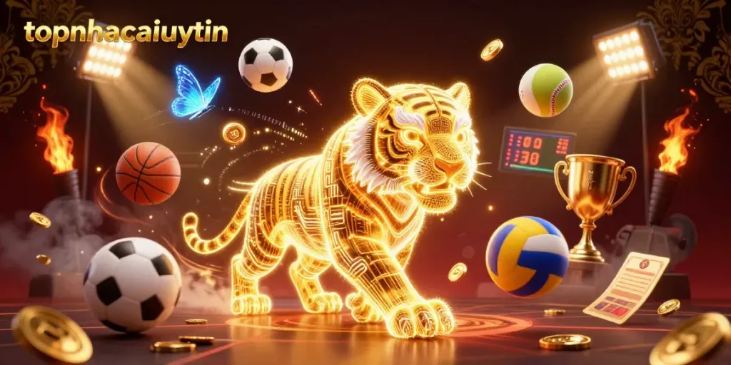 Engage with the thrilling topnhacaiuytin experience in this vibrant casino scene filled with sports and dynamic action.