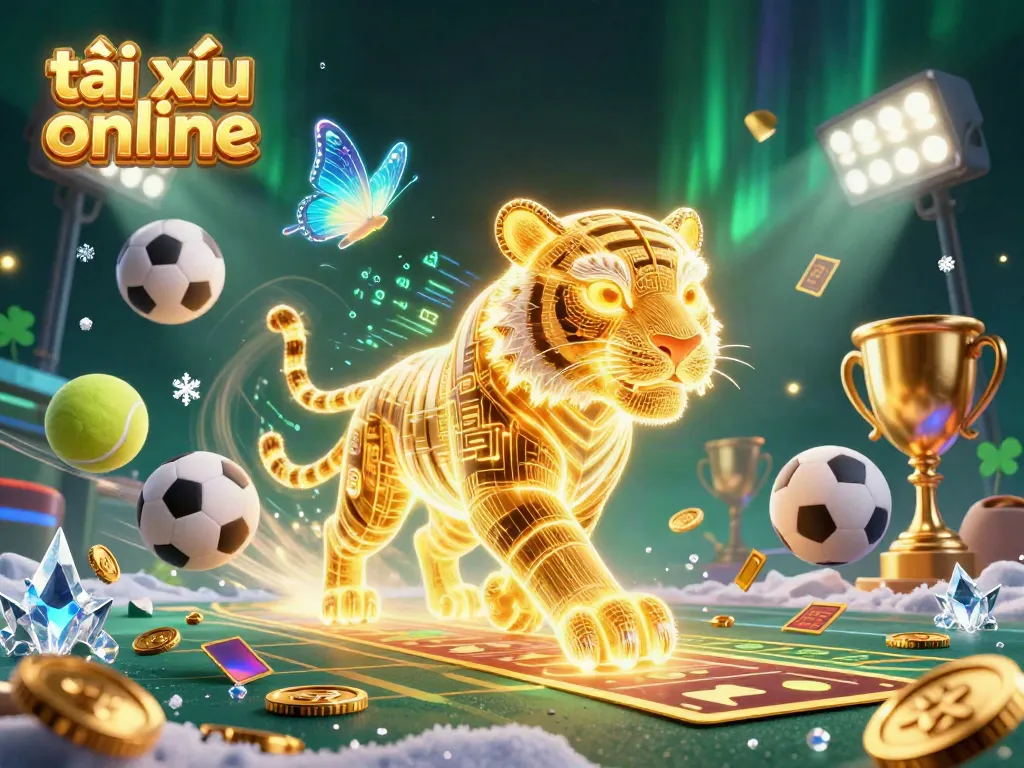 Experience thrilling tài xỉu online action with golden tiger in a dazzling casino.