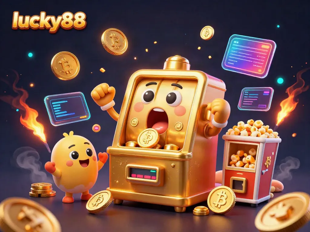 Experience thrilling wins with lucky88 as the lively slot machine celebrates a jackpot amid digital coins and gaming elements.