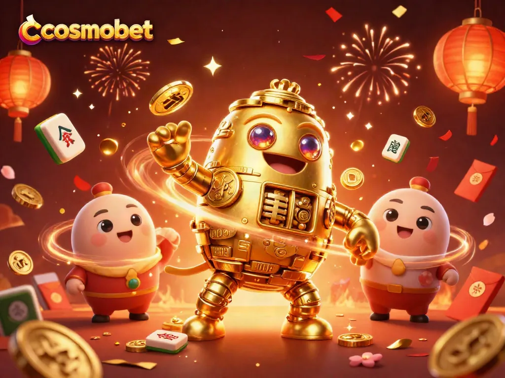 Engage with cosmobet's vibrant 3D casino scene filled with lively gaming elements.