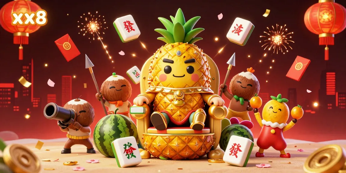 Engage with the excitement of xx8 at a vibrant beach casino featuring a pineapple king and lively gameplay elements.