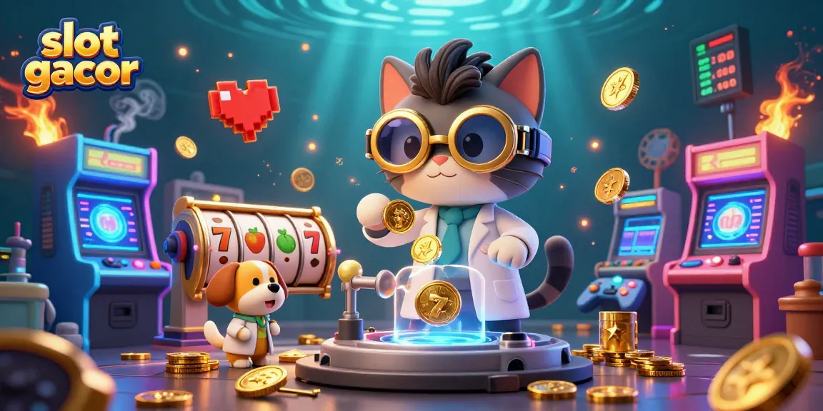 Engage with slot gacor games featuring vibrant characters, reels, and jackpots in this exciting casino illustration.