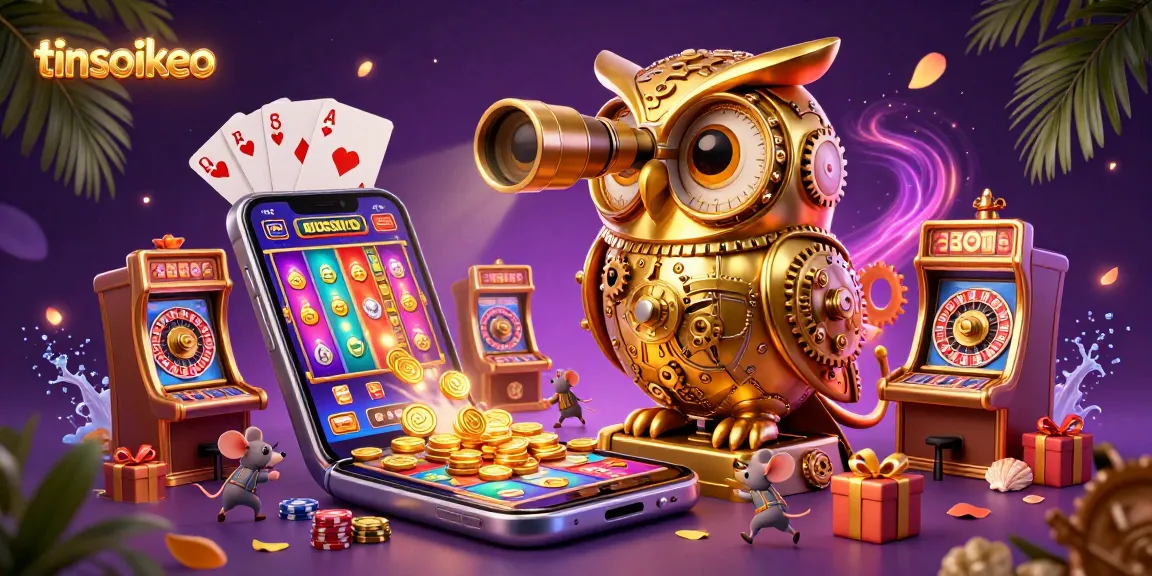 Experience thrilling gameplay at tinsoikeo, featuring a lively casino filled with vibrant slot machines and characters.