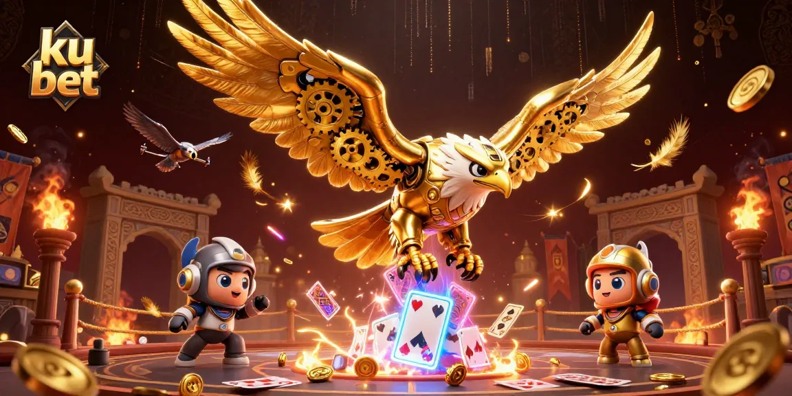 Experience thrilling bets at ku bet casino while a mechanical eagle dives through holographic cards.
