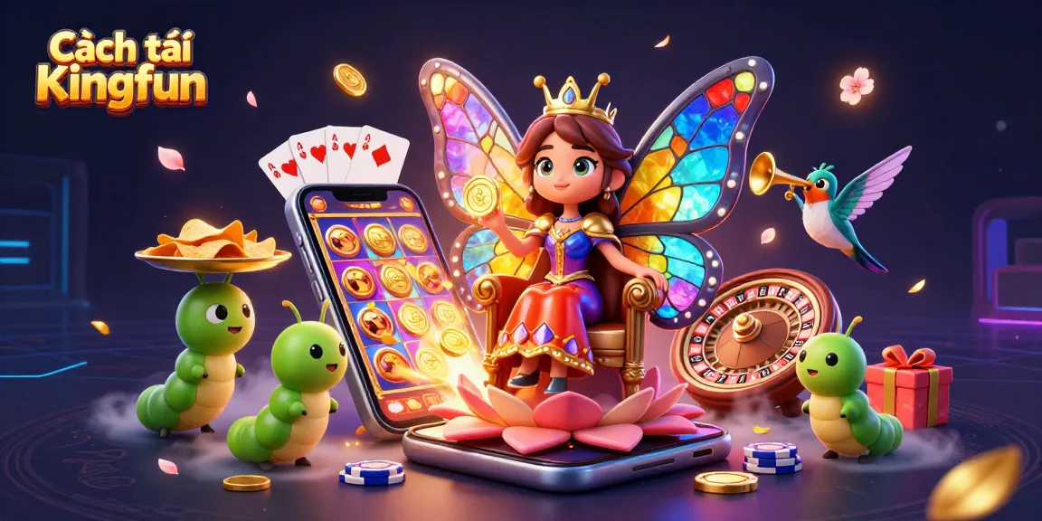 Cách tải Kingfun: Experience thrilling online gaming with vibrant casino elements and enchanting characters.