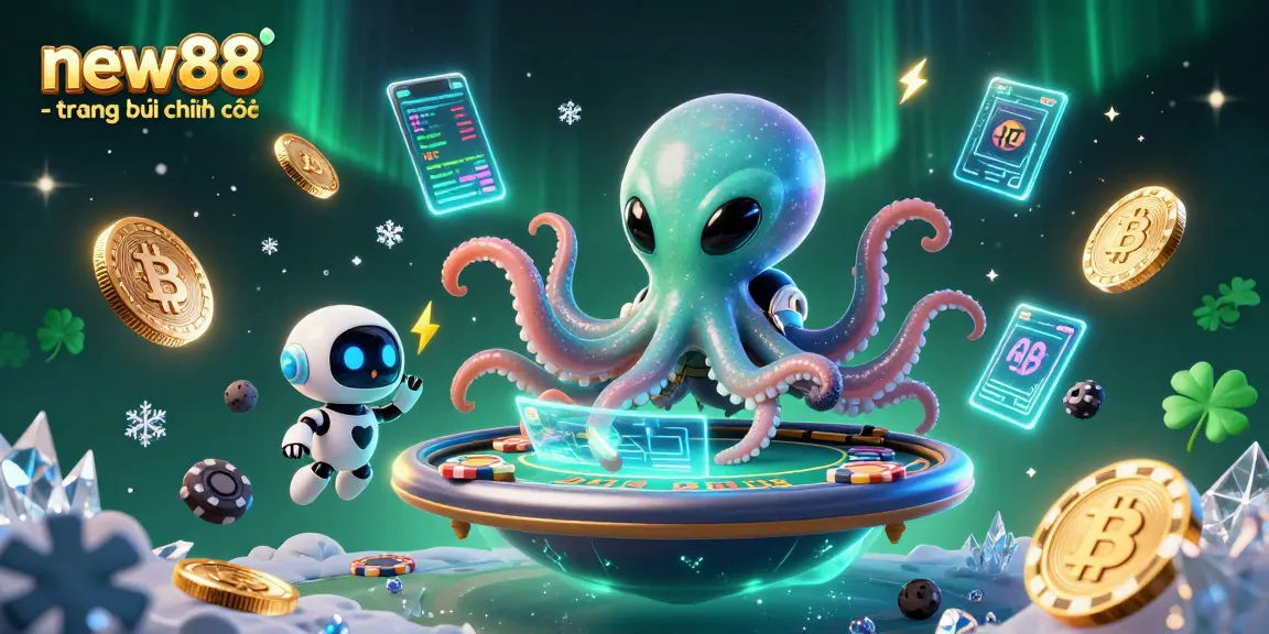 Engage with new88 - trang chủ chính thức in an energetic poker scene with alien characters.