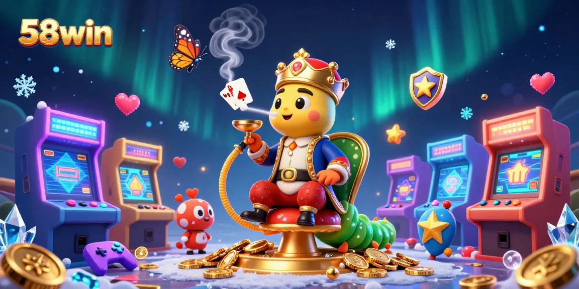 Experience thrilling gameplay at 58win with dynamic casino visuals and poker hand symbols.