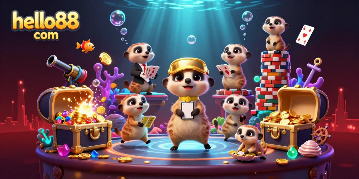 Experience the excitement of hello88 com as meerkats manage a bustling casino from an underwater paradise.