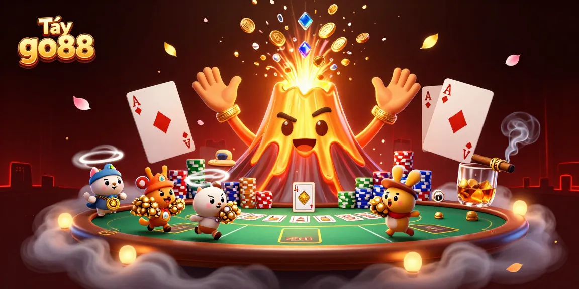 Experience Tải go88 with a vibrant 3D illustration of thrilling casino elements and treasures.