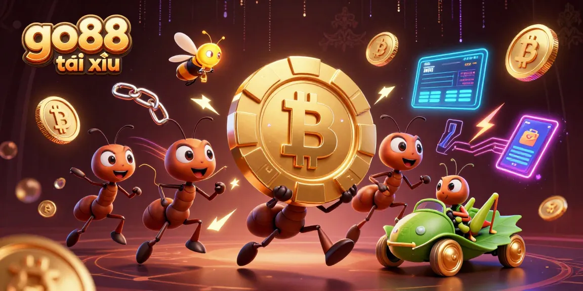 Engage with go88 tài xỉu while cartoon ants orchestrate a heist with a massive poker chip.