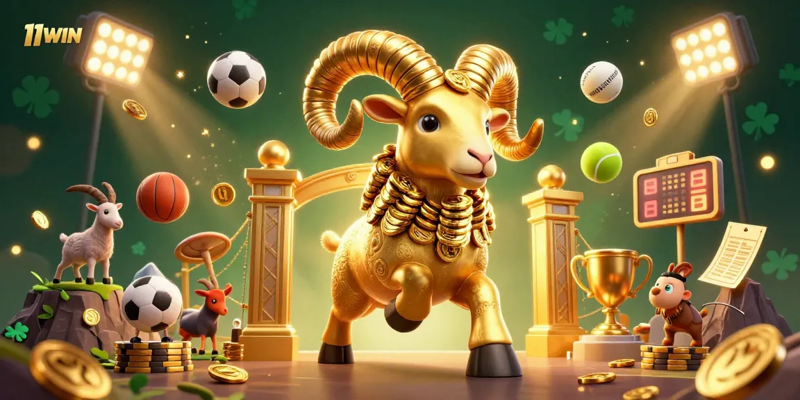 Experience winning moments with 11WIN, featuring vibrant 3D casino celebration with sports elements.