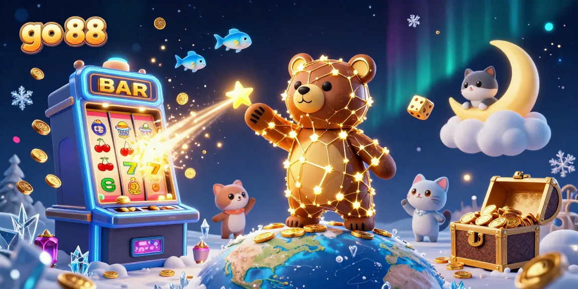 Experience the vibrant world of go 88 as the constellation bear scoops coins amidst dynamic casino fun.