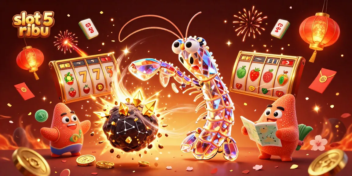 Experience thrilling action in slot 5 ribu with a vibrant 3D casino illustration featuring a galactic samurai and lucky symbols.