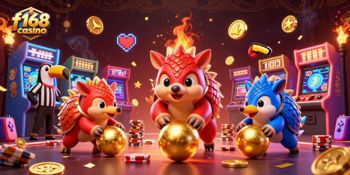 Experience thrilling action at f168 casino with rival pangolins bowling through poker chips!