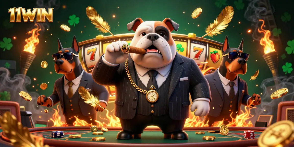 Experience the thrill of 11WIN with a dynamic casino scene featuring characters and vibrant elements.