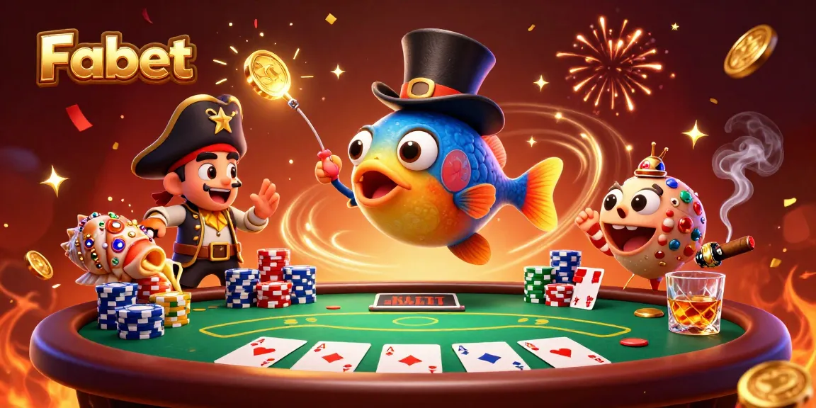 Fabet captivates players with dazzling poker action, featuring golden coins and luminous characters.