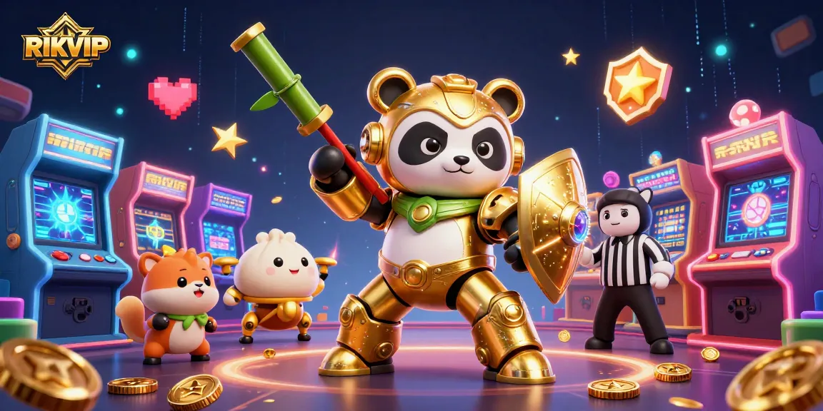 Engage in thrilling games at RIKVIP with vibrant arena visuals featuring dynamic action and characters.