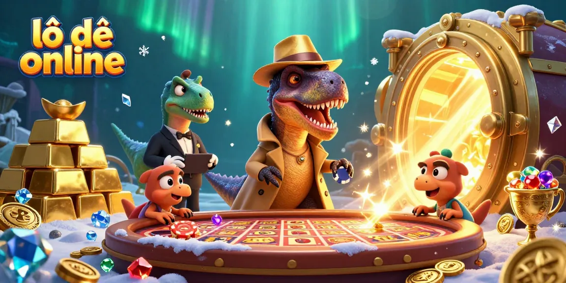 Engage in the vibrant world of lô đề online with a dynamic scene featuring cartoon characters around a lottery table.